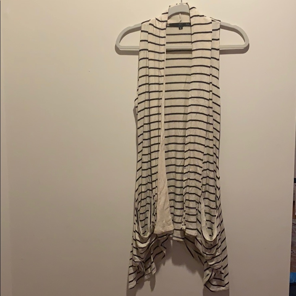 Zoa long sleeveless cardigan with black stripes
